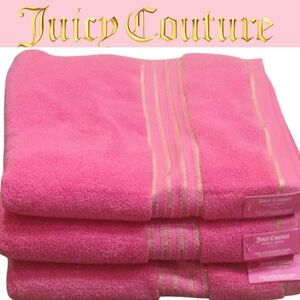 Juicy Couture Home Gold Striped Embroidred Plush Oversized Bath Towel Set